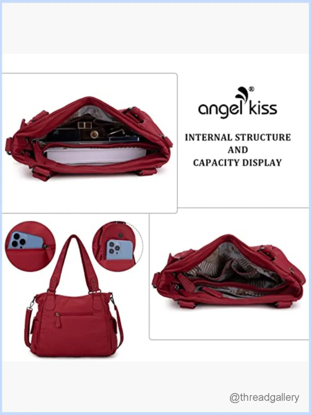 Top-Handle Hobo Purse Roomy Casual Shoulder Bag PU Tote Satchel